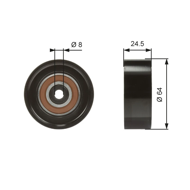 Image of GATES Deflection / guide pulley, V-ribbed belt GATES T38097