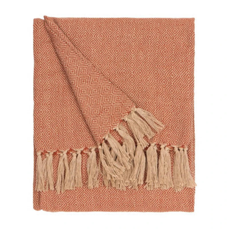 Image of Furn Dessa Woven Indoor/Outdoor Throw in Terracotta Size: 130cm x 180cm Terracotta Unisex 130cm x 180 cm