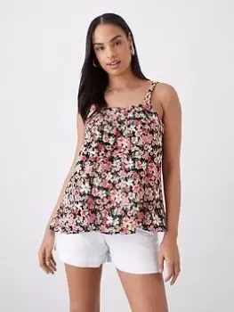 image of Dorothy Perkins Floral Crinkle Square Neck Cami - Multi, Size 8, Women