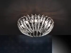 Image of Ariadna 9 Light Dimmable Crystal Flush Ceiling Light with Remote Control Chrome, G9