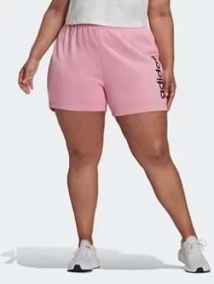 Image of adidas Essentials Slim Logo Shorts (plus Size), Pink, Size 2X, Women