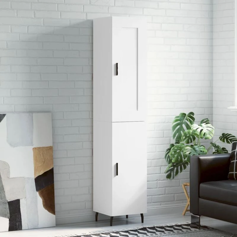 Image of Vidaxl Highboard White 34.5X34X180 Cm Engineered Wood, White 3200145