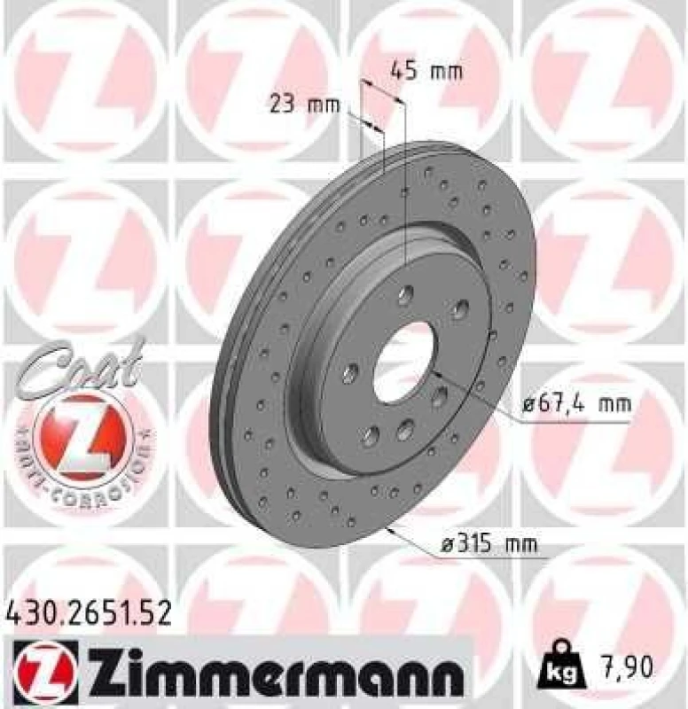 Image of ZIMMERMANN Brake disc ZIMMERMANN 430.2651.52