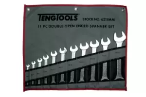 image of Teng Tools 6211mm 11 Piece Double Open Ended Spanner Set in Tool Roll