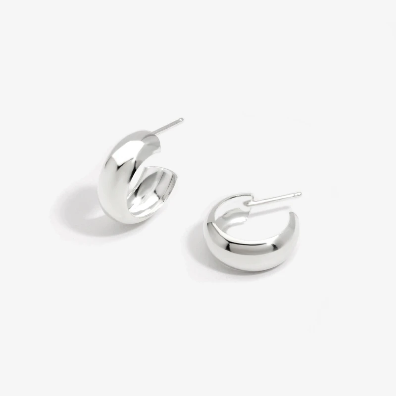 Image of Simply Silver Sterling Silver 925 Wide Polished Hoop Earrings Silver female