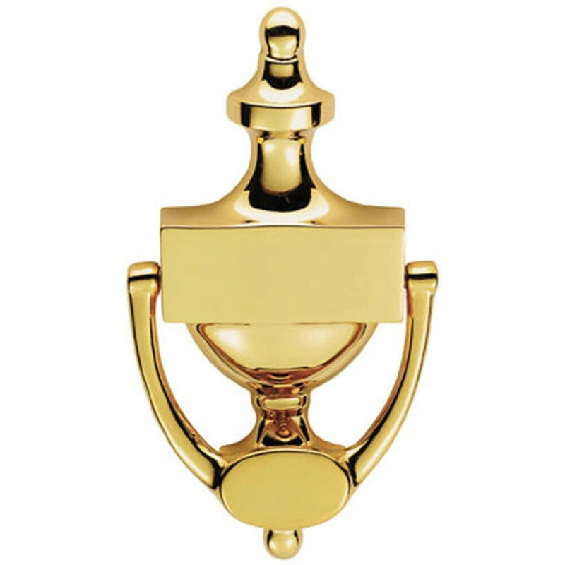 Image of Loops Large Urn Shaped Front Door Knocker 104mm Fixing Centres Stainless Brass Metallics
