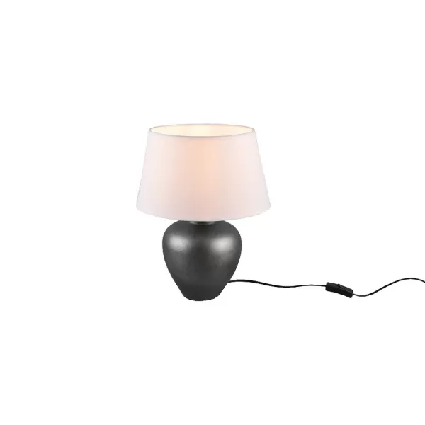 Image of Abby Modern 30cm Table Lamp with Round Tapered White Shade Nickel antique