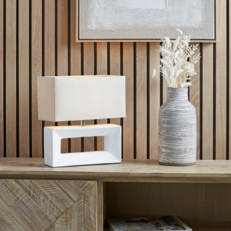 Image of Pacific Lifestyle Block White Ceramic Rectangular Table Lamp