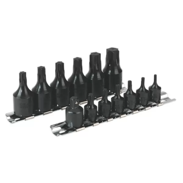 Image of Genuine SEALEY AK5584 Impact TRX-Star Socket Bit Set 13pc 1/4 & 3/8Sq Drive