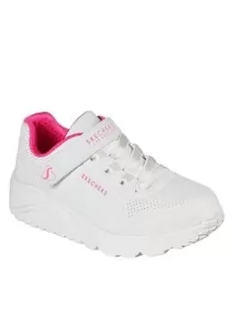 image of Skechers Girls Uno Lite Embossed Trainer, White, Size 11 Younger