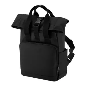 image of Bagbase Roll Top Recycled Twin Handle Backpack (One Size) (Black)