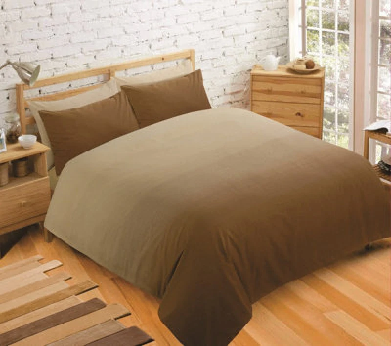 Image of Velosso Vibrant Colour Printed Cotton Blend Duvet Cover & Pillowcase Set - Easy Care, Machine Washable & Button Enclosure - Beige