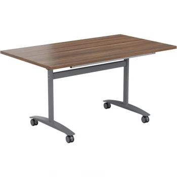 Image of 1200MM Rectangular Tilt Top Table - Silver/Dark Walnut