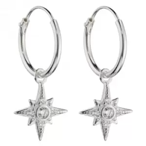 Image of Pave Set Zirconia Starburst Assembled Hoop Earrings E6044C