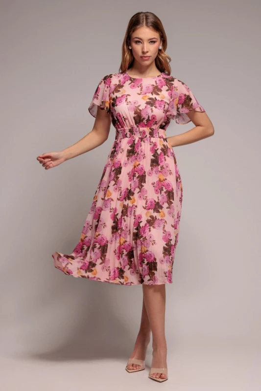 Image of Goddiva Pleated dress For Her Goddiva Flutter Midi Rose Female 38