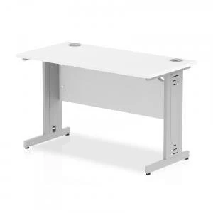 Image of Trexus Desk Rectangle Cable Managed Silver Leg 1200x600mm White Ref