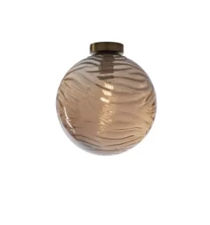 Image of Nereide Globe Flush Ceiling Light, Champagne, E27