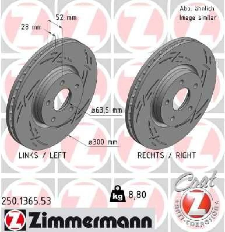 Image of ZIMMERMANN Brake disc ZIMMERMANN 250.1365.53