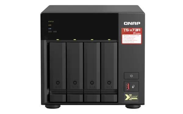 image of QNAP TS-473A 8GB RAM with 32TB Installed Storage 4 Bay SATA 0 1 5 6 10 JBOD Desktop NAS Storage TS-473A-8G/32TB-IW