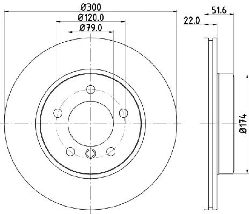 Image of HELLA Brake disc HELLA 8DD 355 106-551