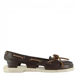 Image of Crocs Ladies Beach Boat Shoes - Espresso/Stucco