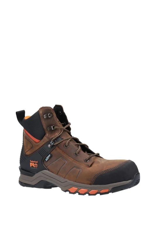 Image of Timberland Pro Hypercharge Waterproof Safety Boots in Brown/Orange, Size 7 Rubber 42094-78646 Workwear & Safety > Safety Boots