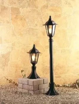 1 Light 6 Panel Lantern - Pillar Black IP43, E27