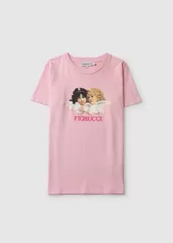 image of Fiorucci Womens Vintage Angels T-Shirt In Dusty Pink