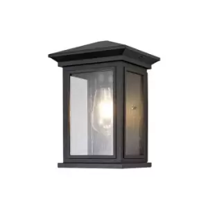 image of Luminosa Lighting - Flush Wall Lamp, 1 x E27, IP54, Anthracite, Clear Seeded Glass