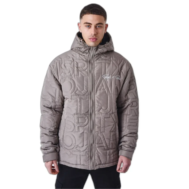Image of Project X Paris Hooded Puffer Jacket Project X Paris Gris Male M