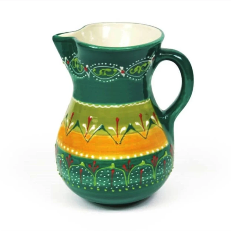 Image of Verano Spanish Ceramics Classic Spanish Hand Painted Home Decor Large Pourer Jug 2L in Orange Orange Unisex