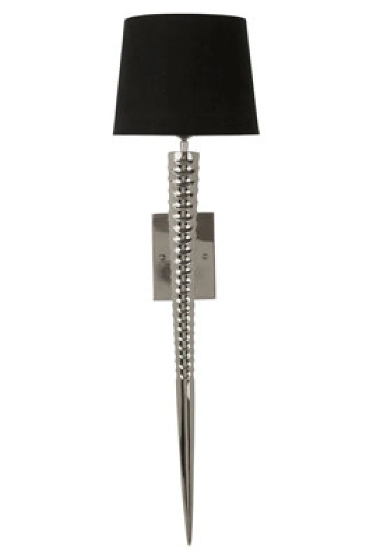 Image of Orsina Wall Light With Tapered Screw Textured Base, High Gloss Nickel Finish Stainless Steel Frame