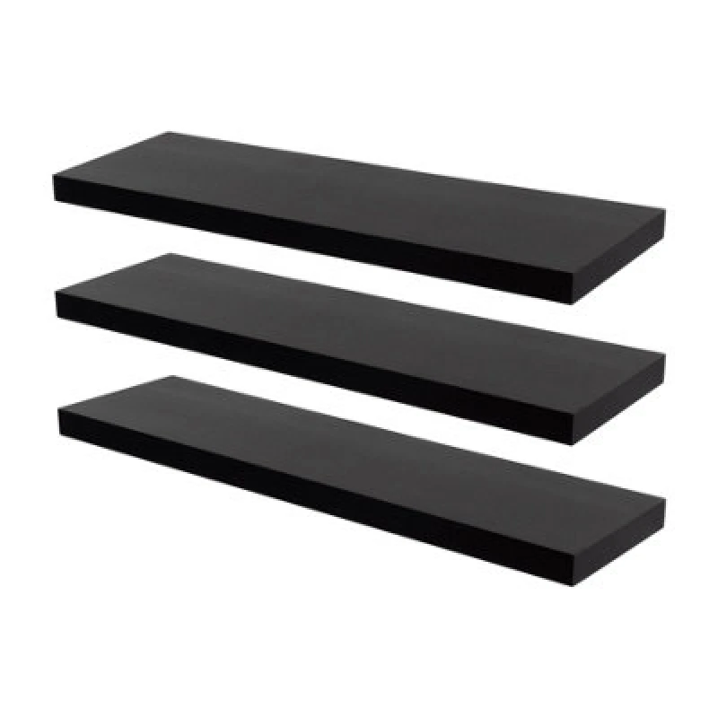 Image of Harbour Housewares 80Cm Floating Wall Shelves- Black - Photo Gallery Bookshelf Wall Shelves For Storage & Display - Set Of 3