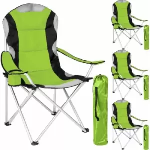 image of 4 Camping chairs - padded - folding chair, fold up chair, folding camping chair - green - green