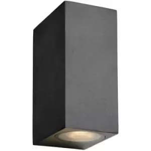 image of Lucide zora-led - Rectangle Up Down Wall Spotlight Outdoor - LED Dim. - GU10 - 2x5W 3000K - IP44 - Black