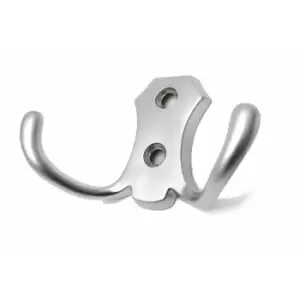 image of Small Double Coat Hanger Hook Door Wall Bath BK24 Model - Colour Aluminium - Pack of 20