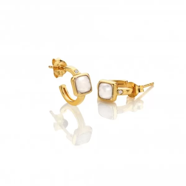 Image of Square Huggie MOP Earrings DE767