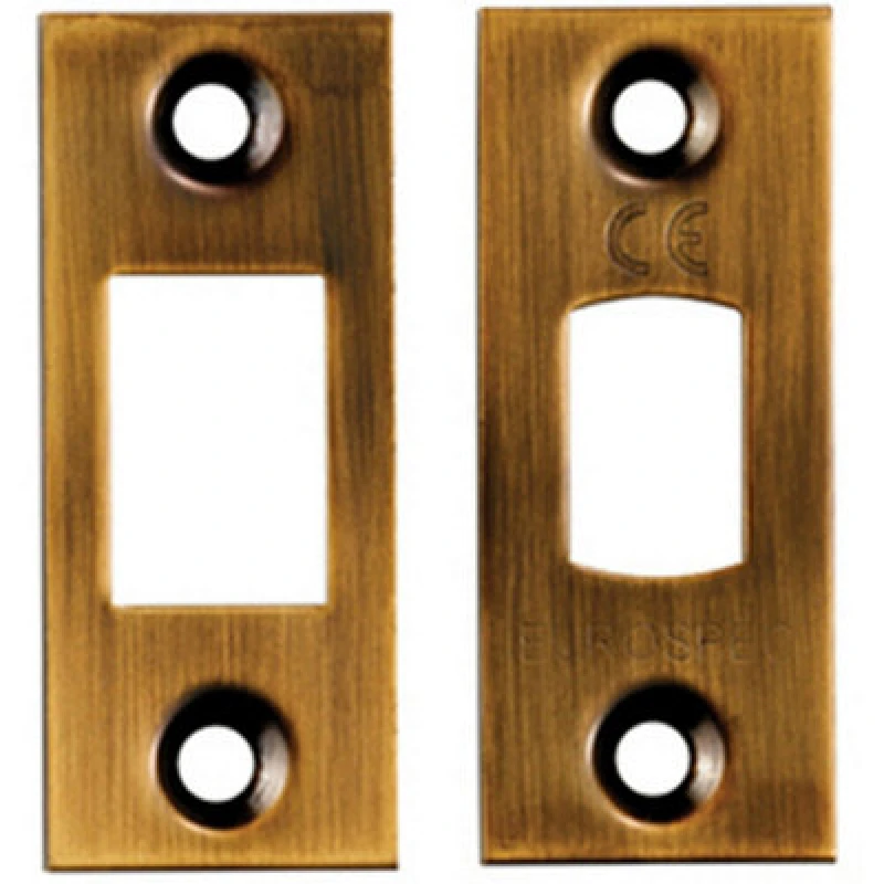 Image of Loops Forend Strike & Fixing Pack Suitable for Tubular Deadbolt Antique Brass Metallics