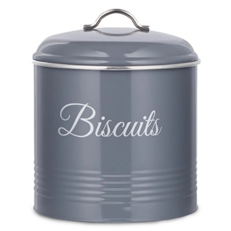 Image of Innoteck Essentials Round Biscuit Tin With Air Tight Lid - Grey.