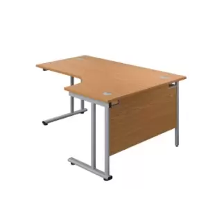 image of Tc 1800X1200 Twin Upright Right Hand Radial Desk Nova Oak-Silver + Desk High Ped