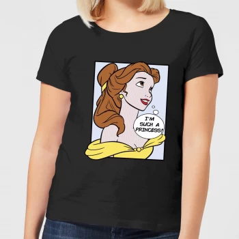 Disney Beauty And The Beast Princess Pop Art Belle Womens T-Shirt - Black - 4XL