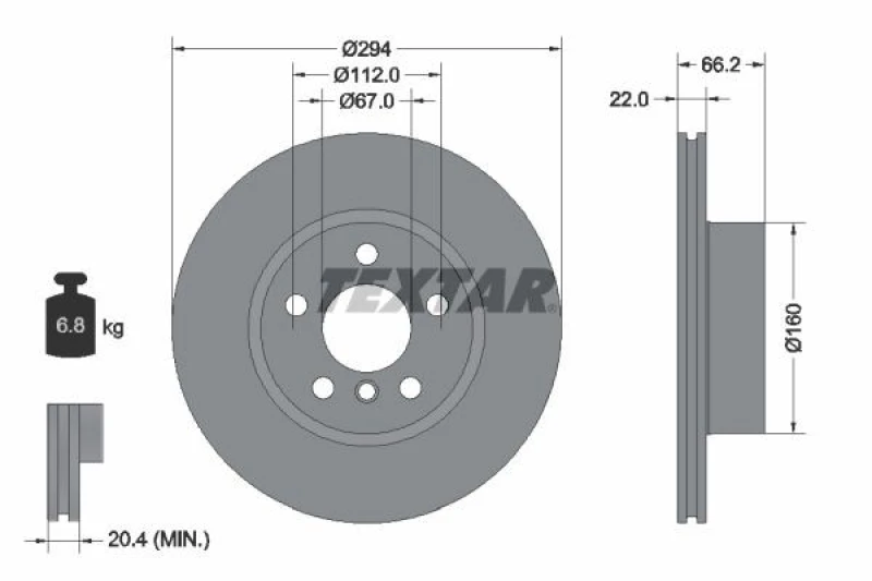 Image of Brake disc TEXTAR 92327005