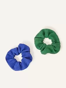 image of Accessorize 2 X Crinkle Scrunchies, Green, Women