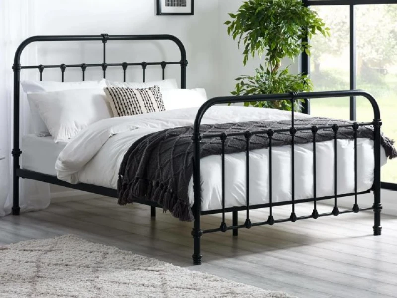 Image of Julian Bowen Logan Black Metal Bed Frame - 5ft King Size