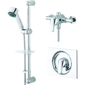 Image of Wickes Rhine Thermostatic Mixer Shower and Adjustable Riser Kit