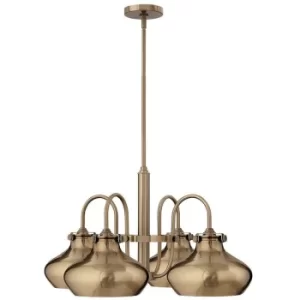 image of Elstead Hinkley Congress Pendant Light Multi Arm Dome Shades 4x E27 Brushed Caramel