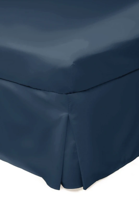 Image of Belledorm Easy Care 200 Thread Count Cotton Polyester Percale Platform Valance in Navy Size: Super King Navy Unisex Super King