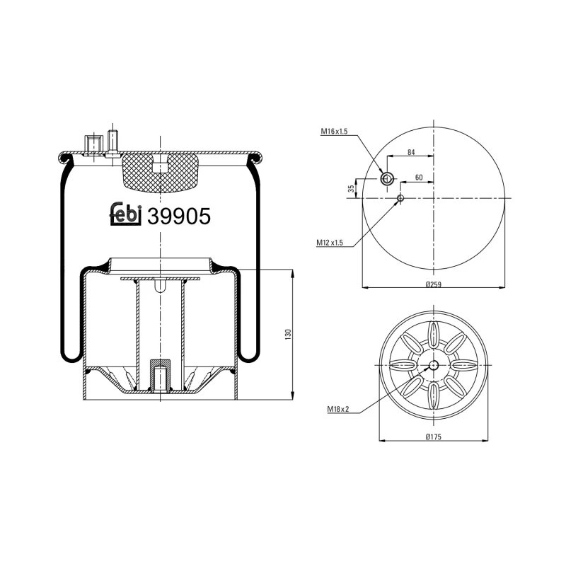 Image of FEBI BILSTEIN 39905 Boot, air suspension Rear Axle Right Boot,air suspension (324)