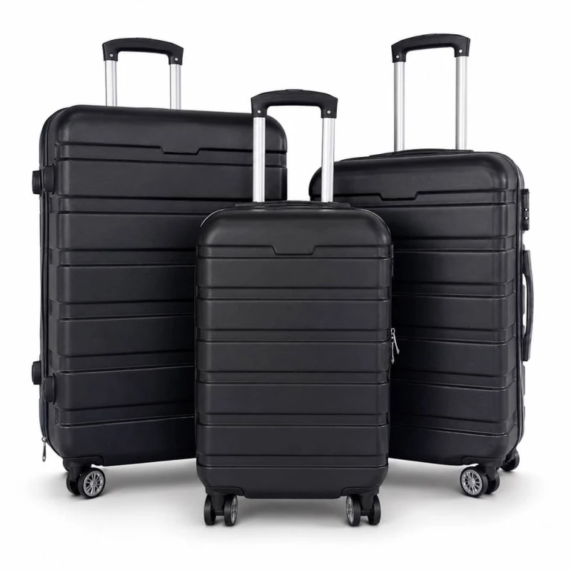 Image of Oypla 3pc Hard Shell ABS Luggage Suitcase Set Black