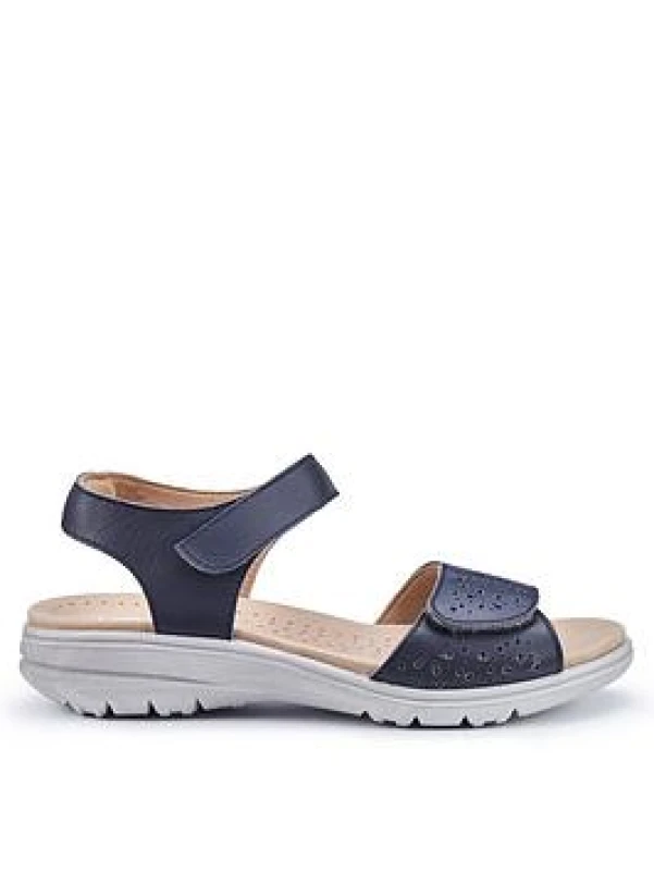 Image of Hotter Womens Wide Fit 'Leah II' Sandals in Dark Navy Size: 4 Dark Navy Female 4
